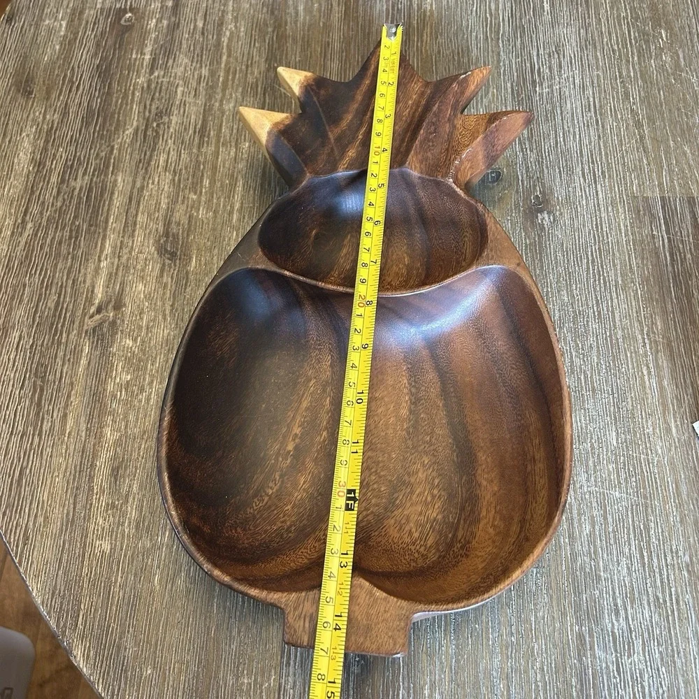 Vintage Kamani Wood Pineapple Divided Serving Tray Philippines 15